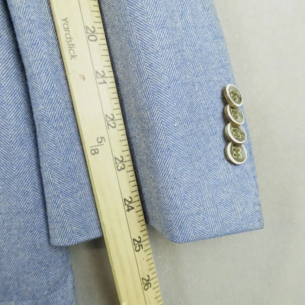 Peter Millar Blazer Wool Sport Coat XL Blue Herringbone 2 Button Unstructured